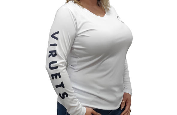V-NECK UPF LONG SLEEVE SHIRT WHITE